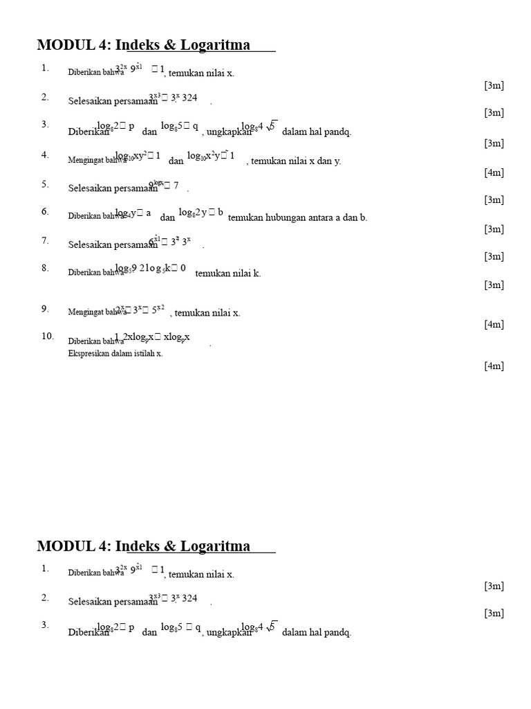 Persamaan Indeks dan Logaritma | PDF