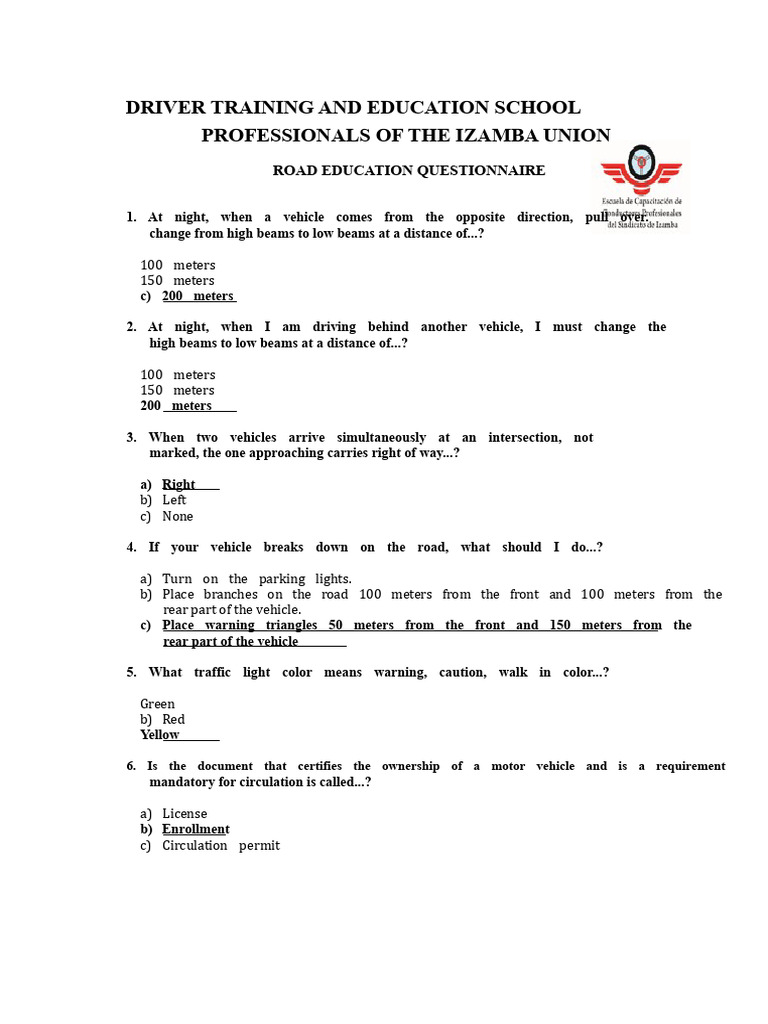 Driver Education Questionnaire Insights | PDF | Traffic | Traffic Collision