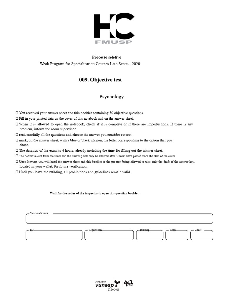 Psychology Exam Guidelines and Questions | PDF | Psychotherapy ...