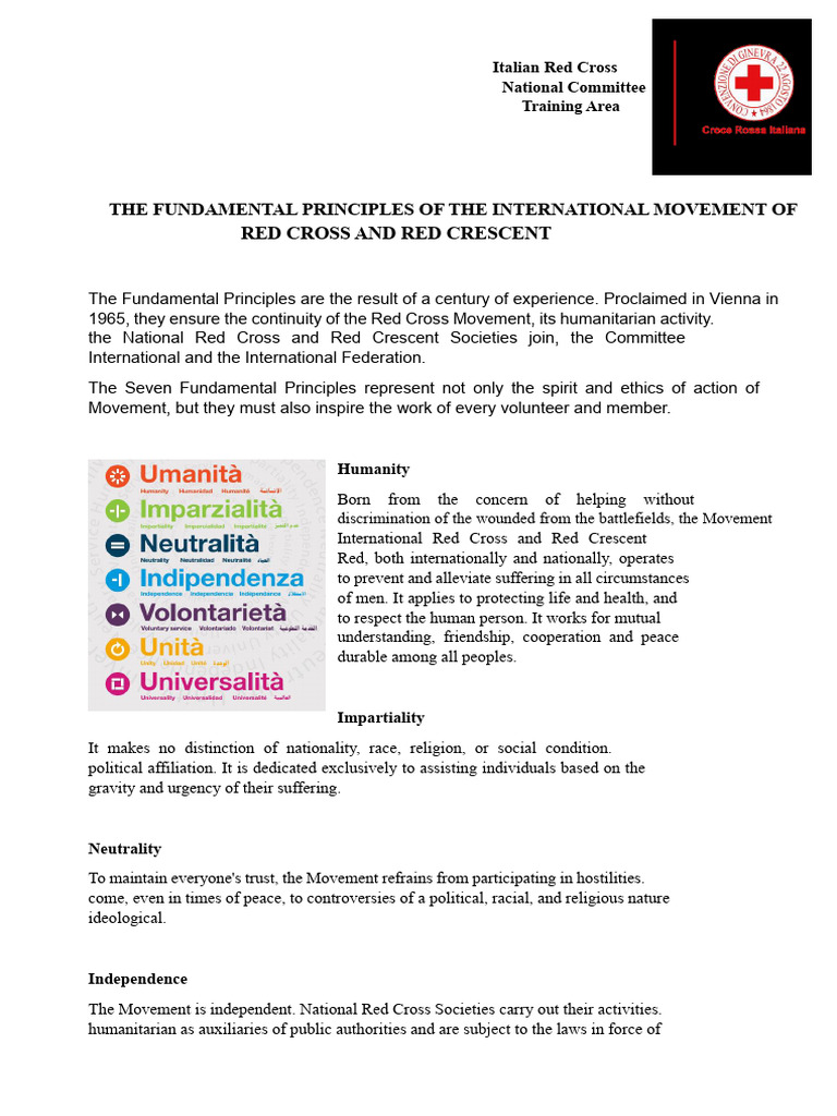 Red Cross Fundamental Principles Overview | PDF | International ...