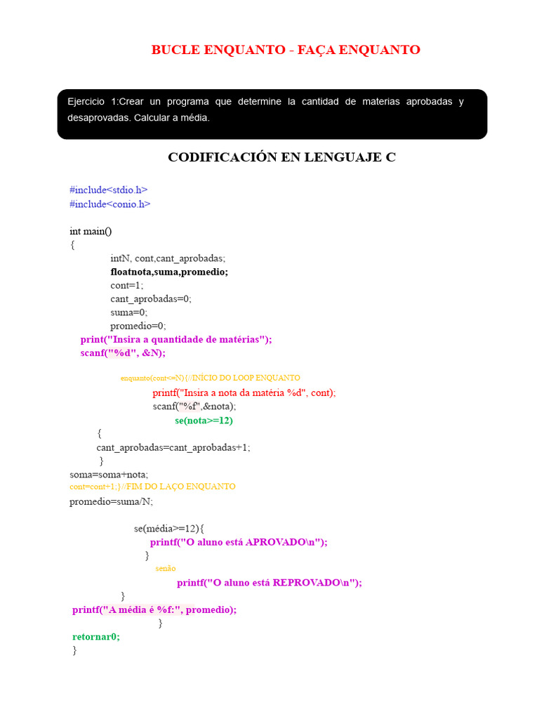 Programas em C: Estruturas de Repetição | PDF | Desenvolvimento de ...