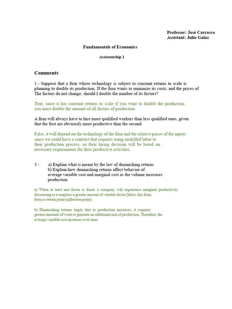 Economics Fundamentals: Production Costs | PDF | Production Function ...