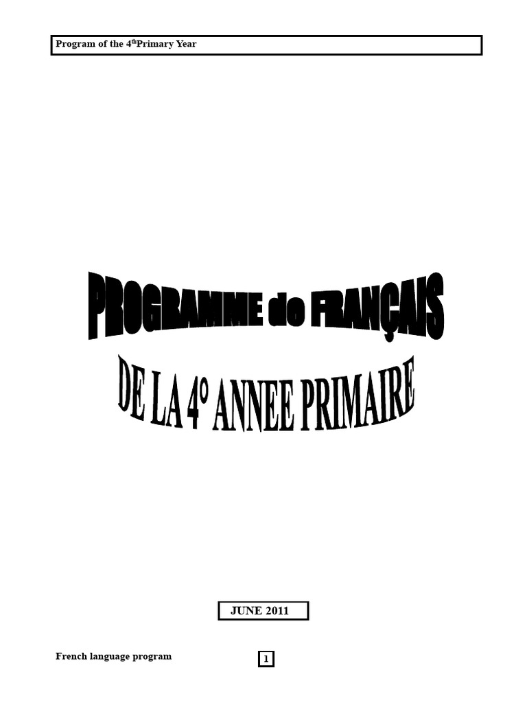 French Language Program for Primary Year 4 | PDF | Learning ...