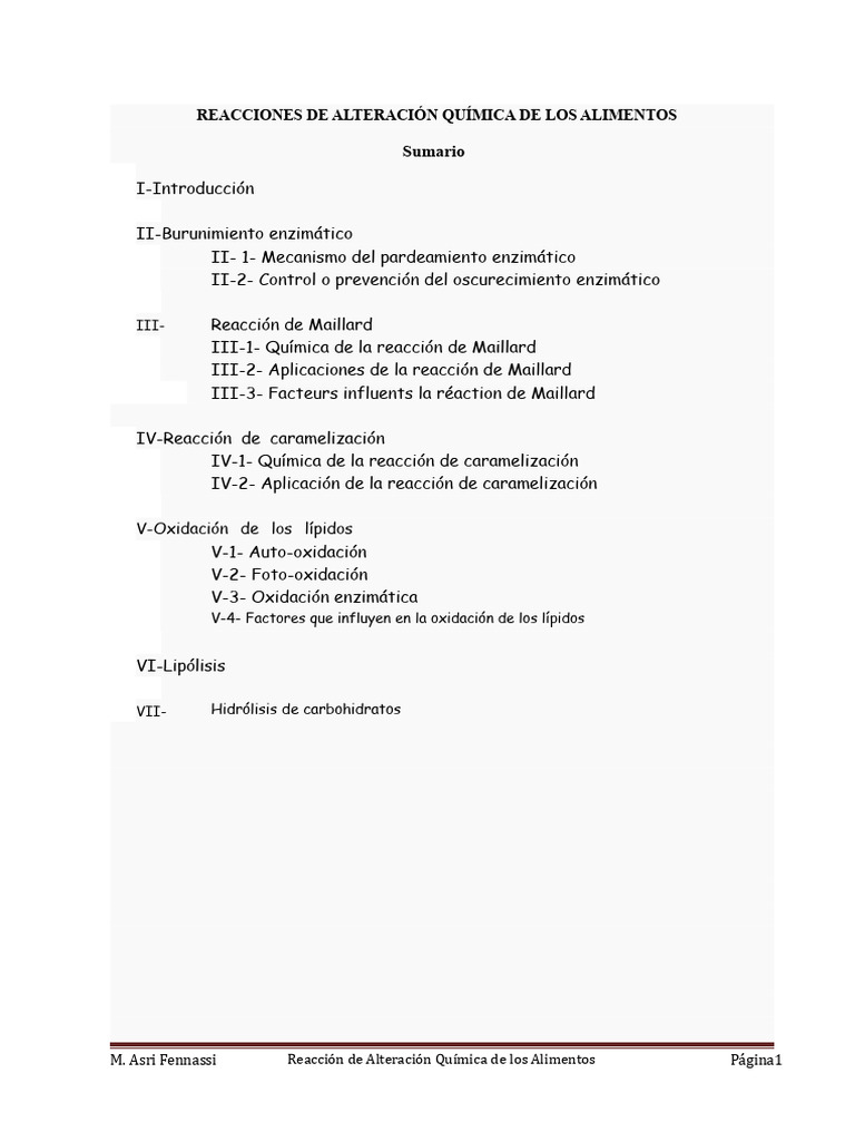 Reacciones de Alteración de Los Alimentos (Asri) | PDF | Antioxidante ...