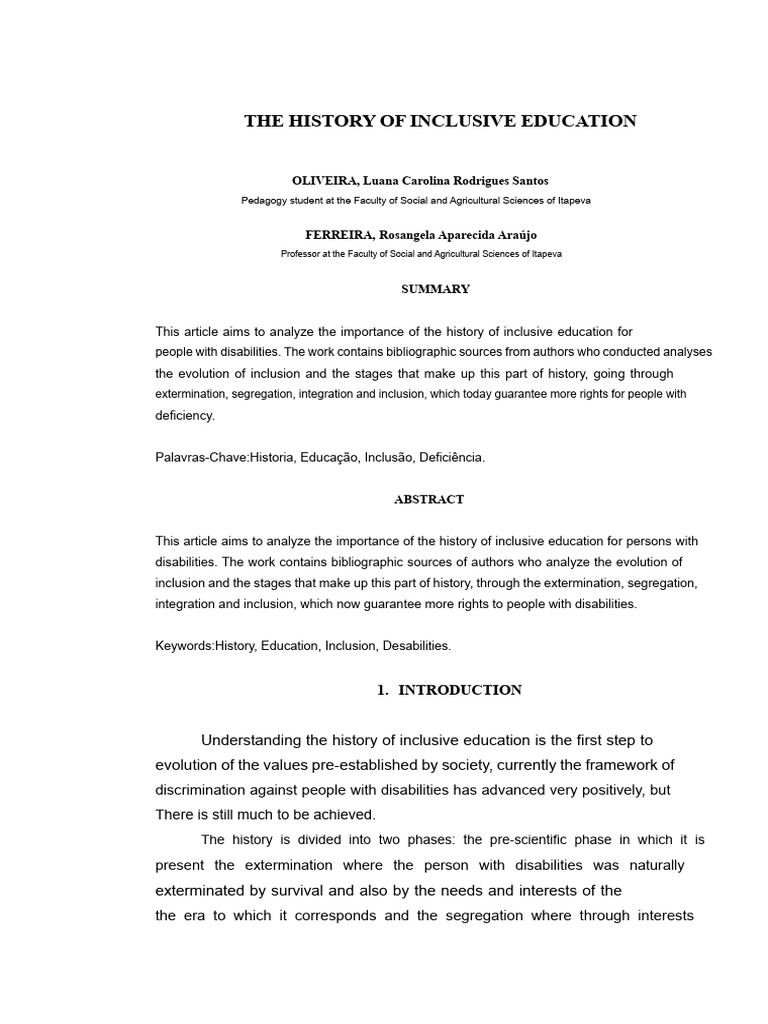 The History of Inclusive Education | PDF | Inclusion (Education ...