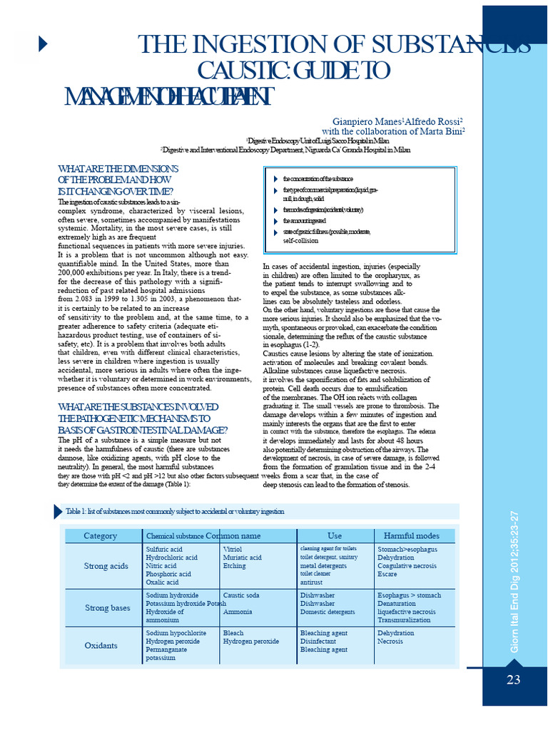 Caustic Substance Management Guide | PDF | Bleach | Endoscopy