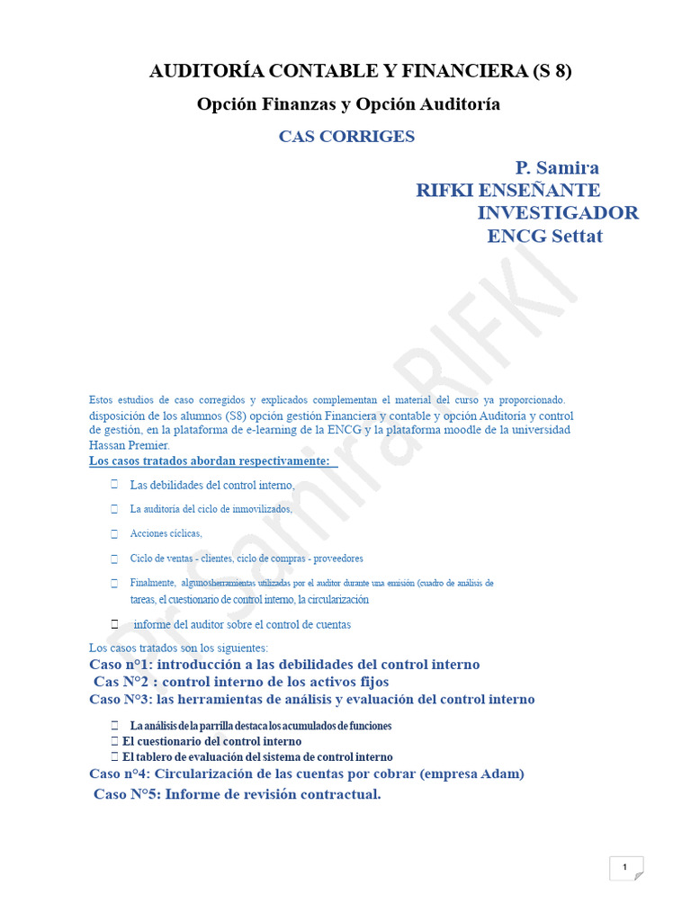 Casos de Auditoría Contable y Financiera | PDF | Contabilidad | Auditoría