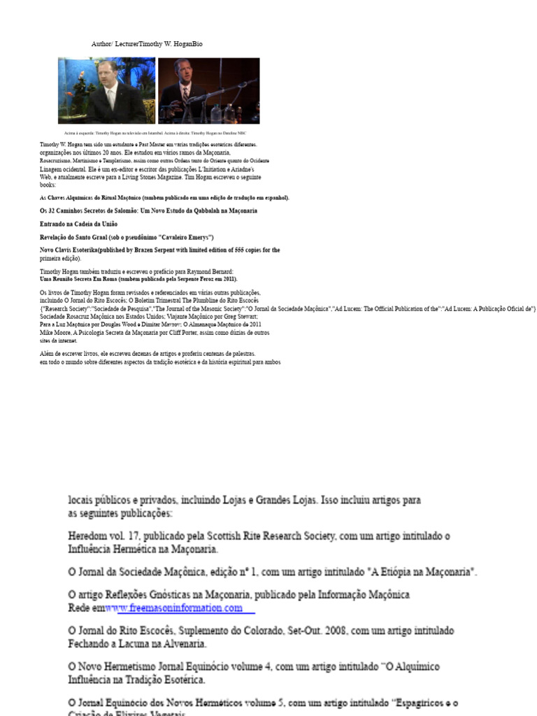 Timothy W. Hogan: Expert em Tradições Esotéricas | PDF | Maçonaria ...