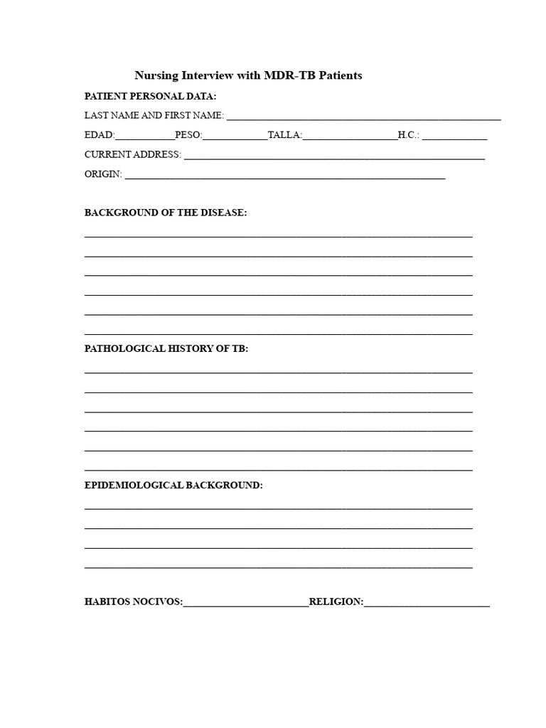 Nursing Interview Guide for MDR-TB Patients | PDF