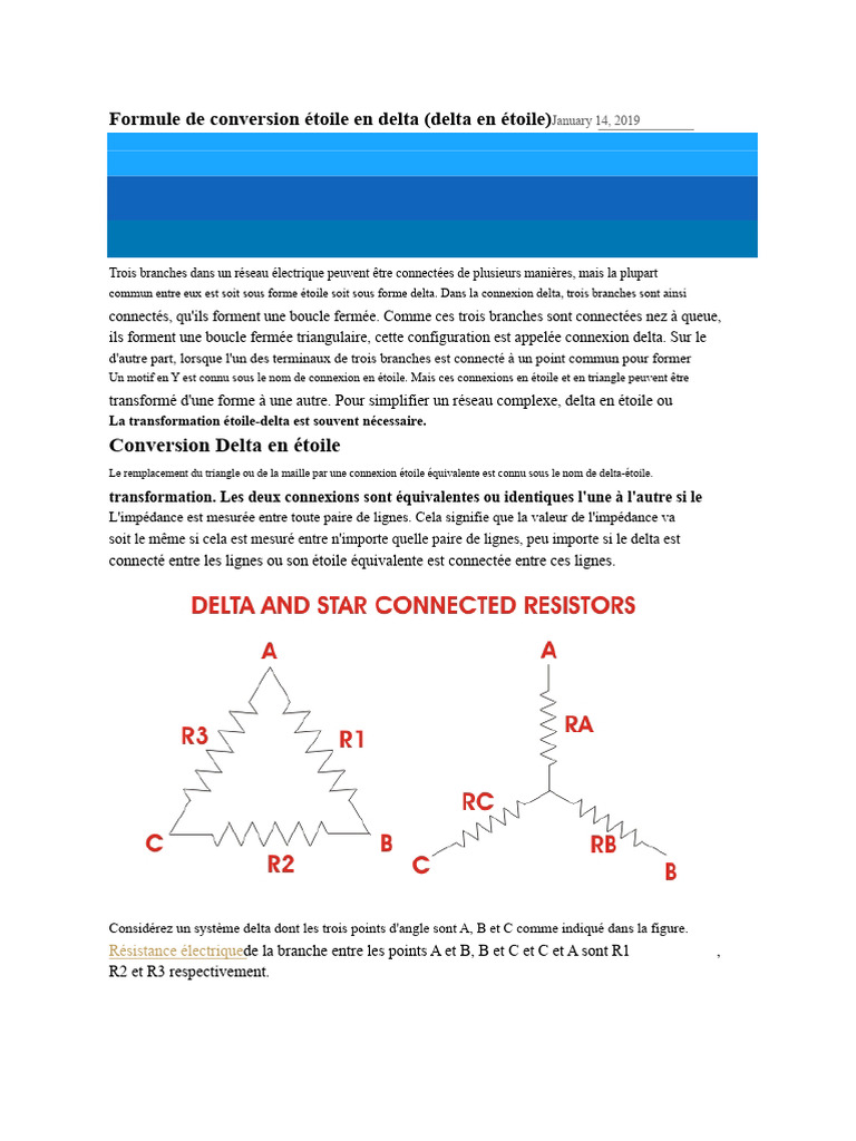 Transformation Delta en Étoile expliquée | PDF | Impédance (électricité ...