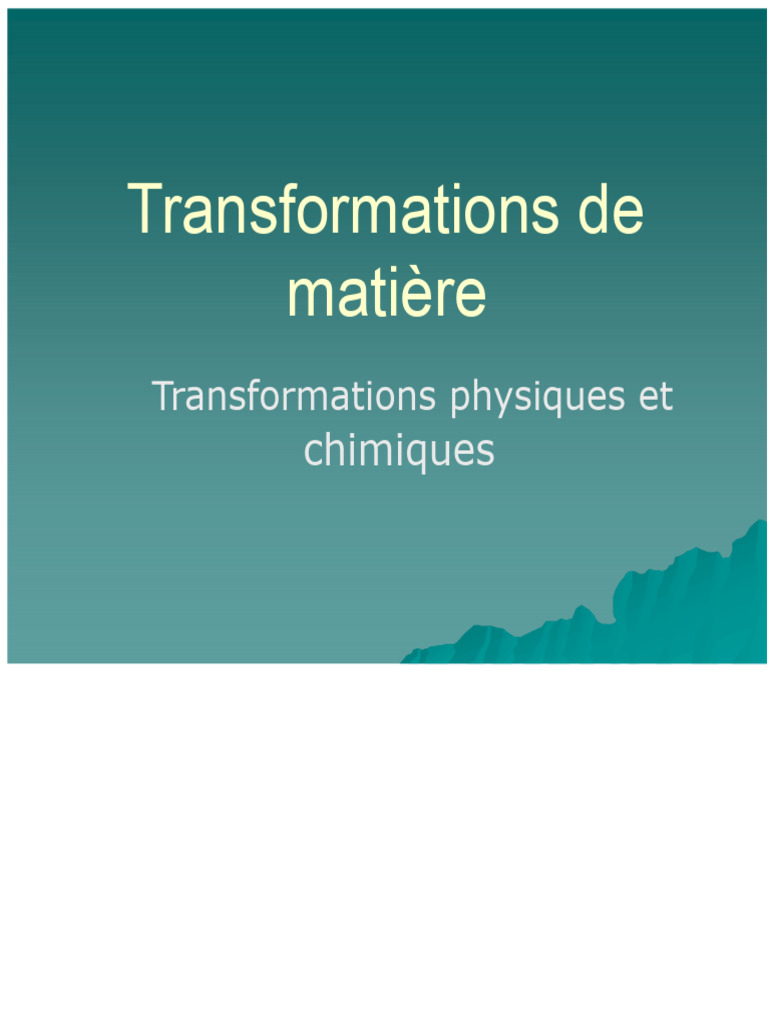 Distinction entre transformations physiques et chimiques | PDF
