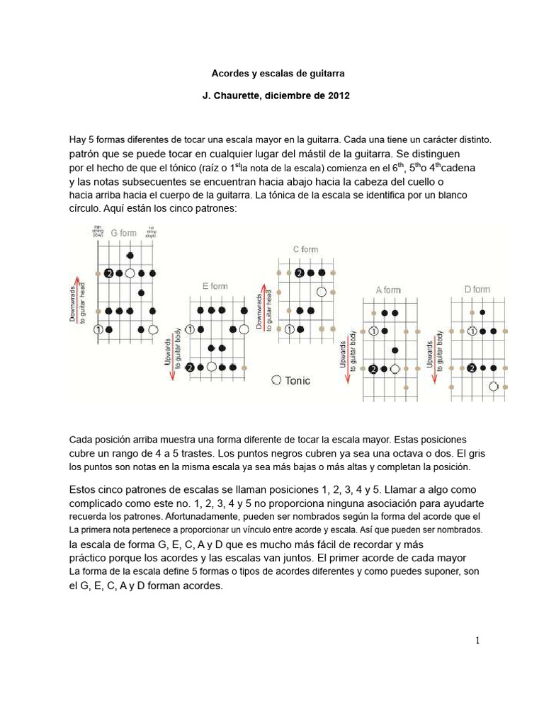 Acordes y escalas mayores en guitarra | PDF | Acorde (Música) | Escala ...