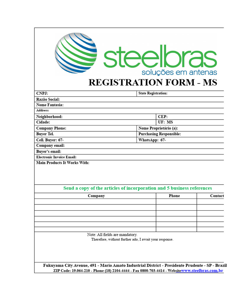 MS State Registration Form Template | PDF