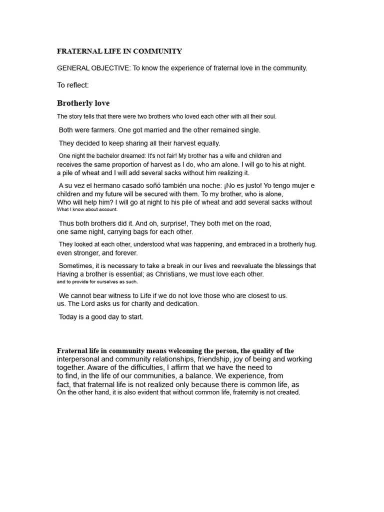Fraternal Life in Community | PDF | Humility | Compassion