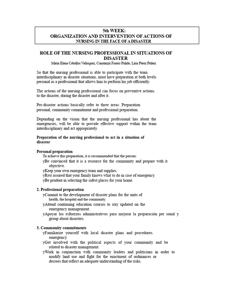 Nursing Roles in Disaster Management | PDF | Nursing | Emergency