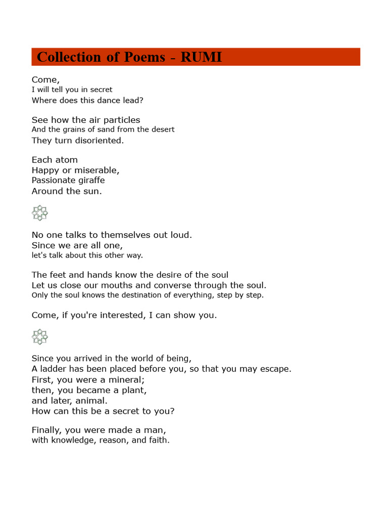 Rumi's Spiritual Journey in Poetry | PDF | Rumi | Love