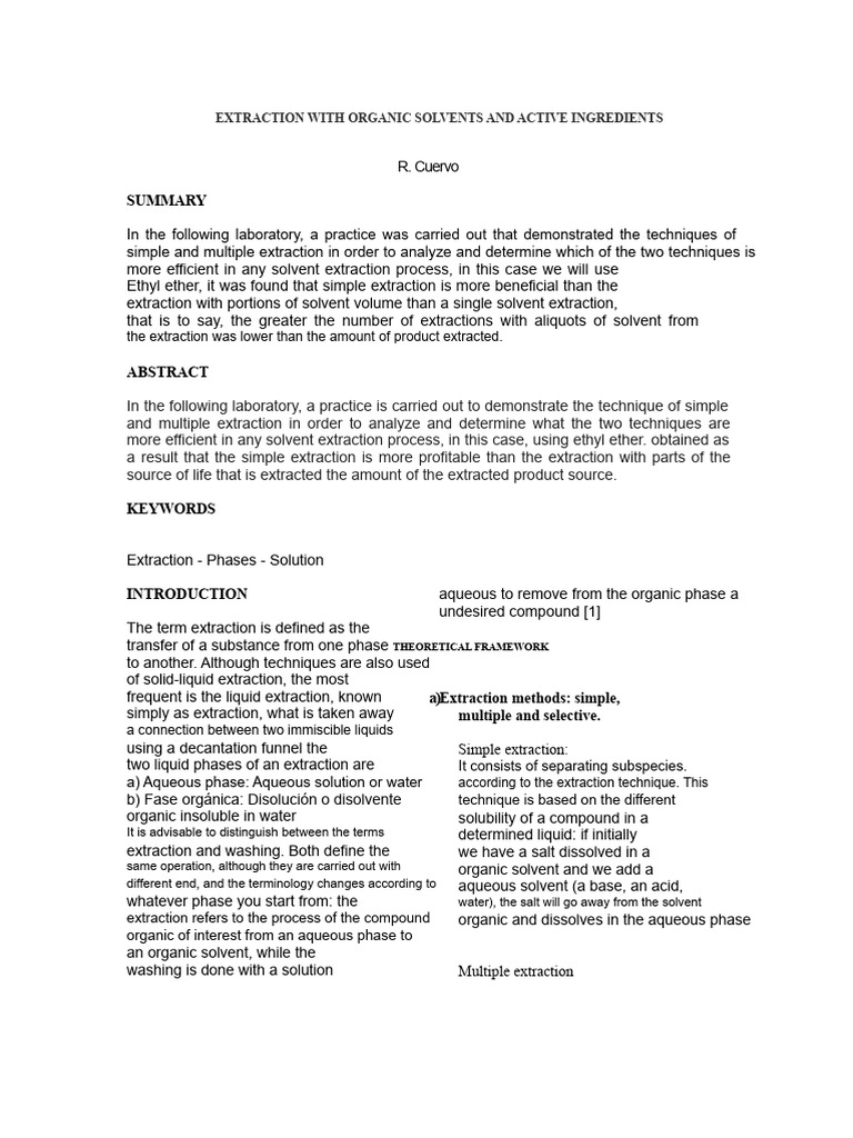 Efficient Extraction Techniques Analysis | PDF | Solubility | Solvent