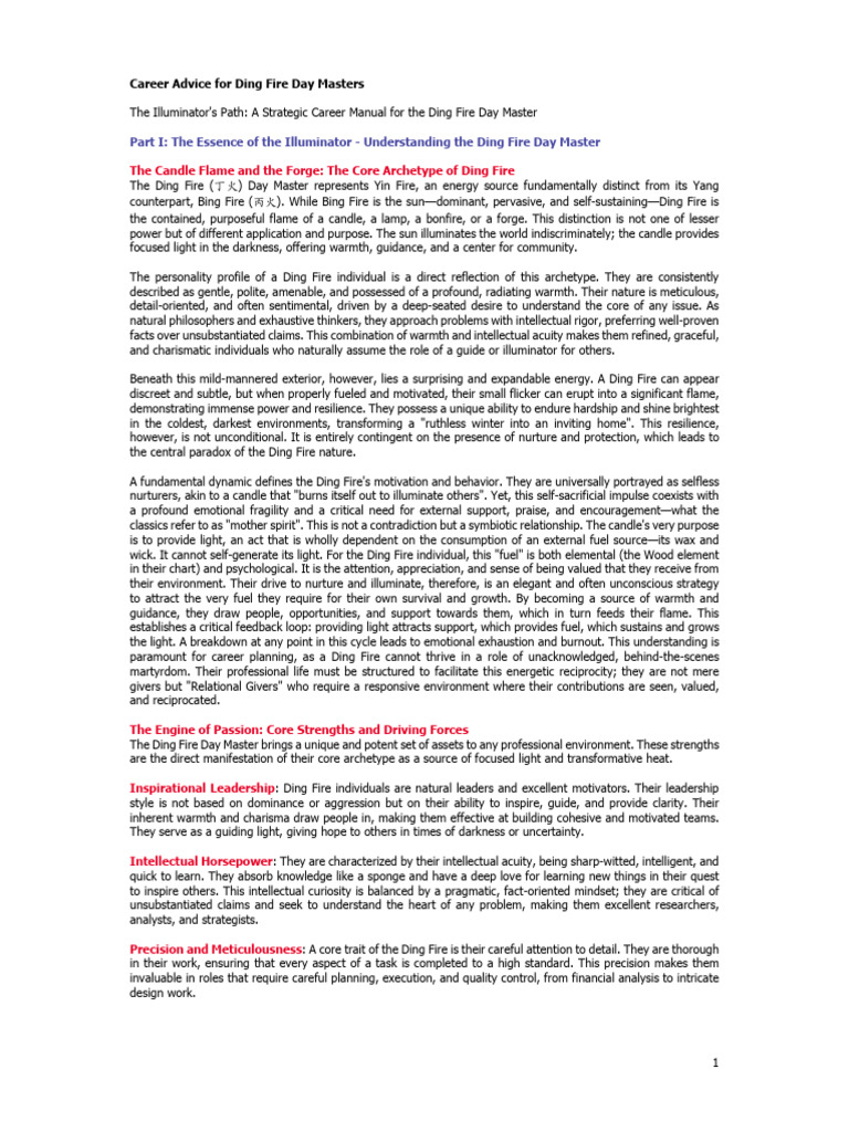 Career Guide for Ding Fire Day Masters | PDF | Fires | Creativity