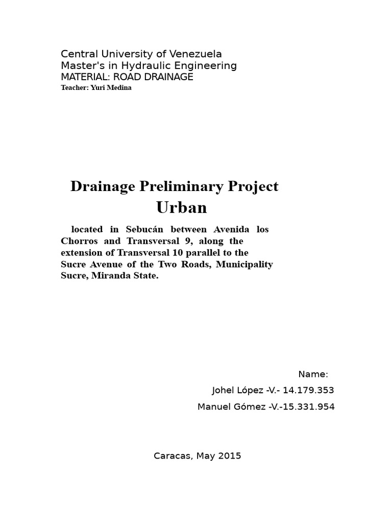 Urban Road Drainage Design Project | PDF | Road Surface | Storm Drain