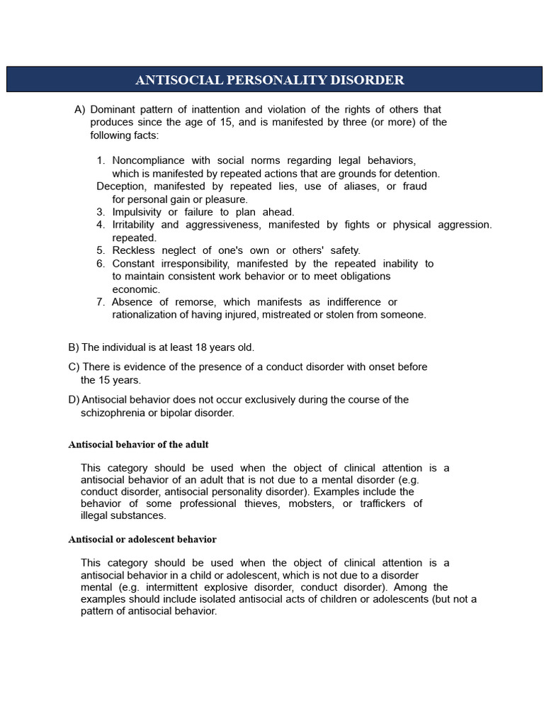 Understanding Antisocial Personality Disorder | PDF | Antisocial ...