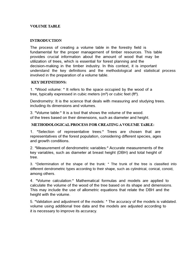 Forestry Volume Table Creation Guide | PDF | Volume | Cross Validation ...