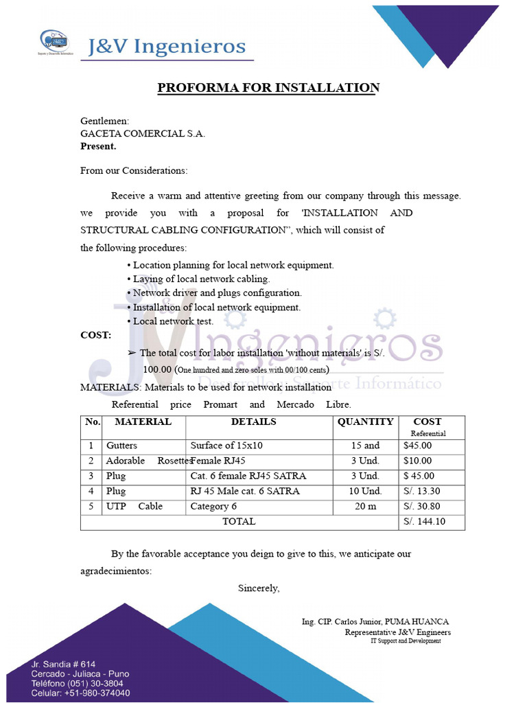 Network Proforma 2 | PDF