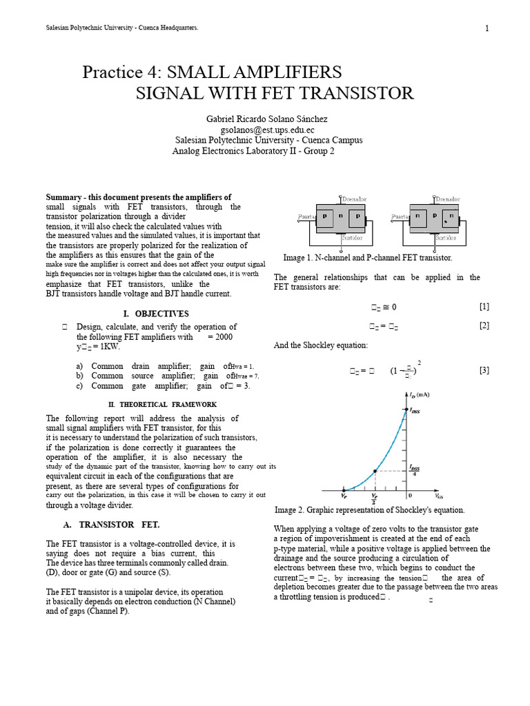 FET Small Signal Amplifier Design | PDF | Field Effect Transistor ...