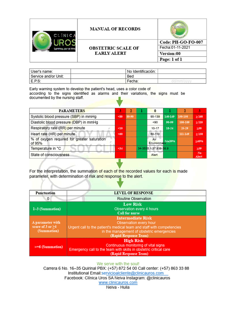 Obstetric Early Alert Scale Manual | PDF | Blood Pressure | Health Care