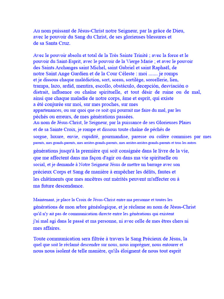 Prière et Rituel de Protection Spirituelle | PDF | Jésus | Doctrines et ...