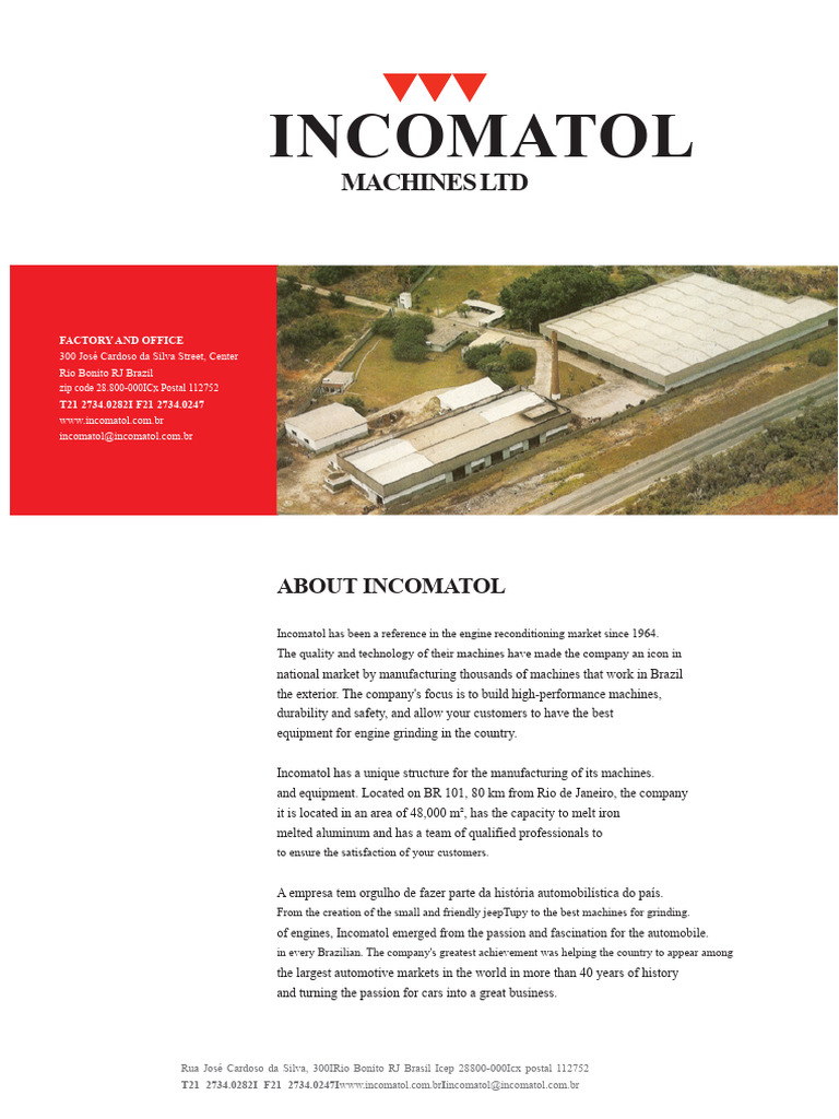 Incomatol Engine Reconditioning Machines | PDF | Grinding (Abrasive ...