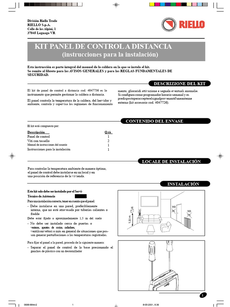 Kit de Panel de Control a Distancia Rev2 de Riello | PDF | Terminal de ...