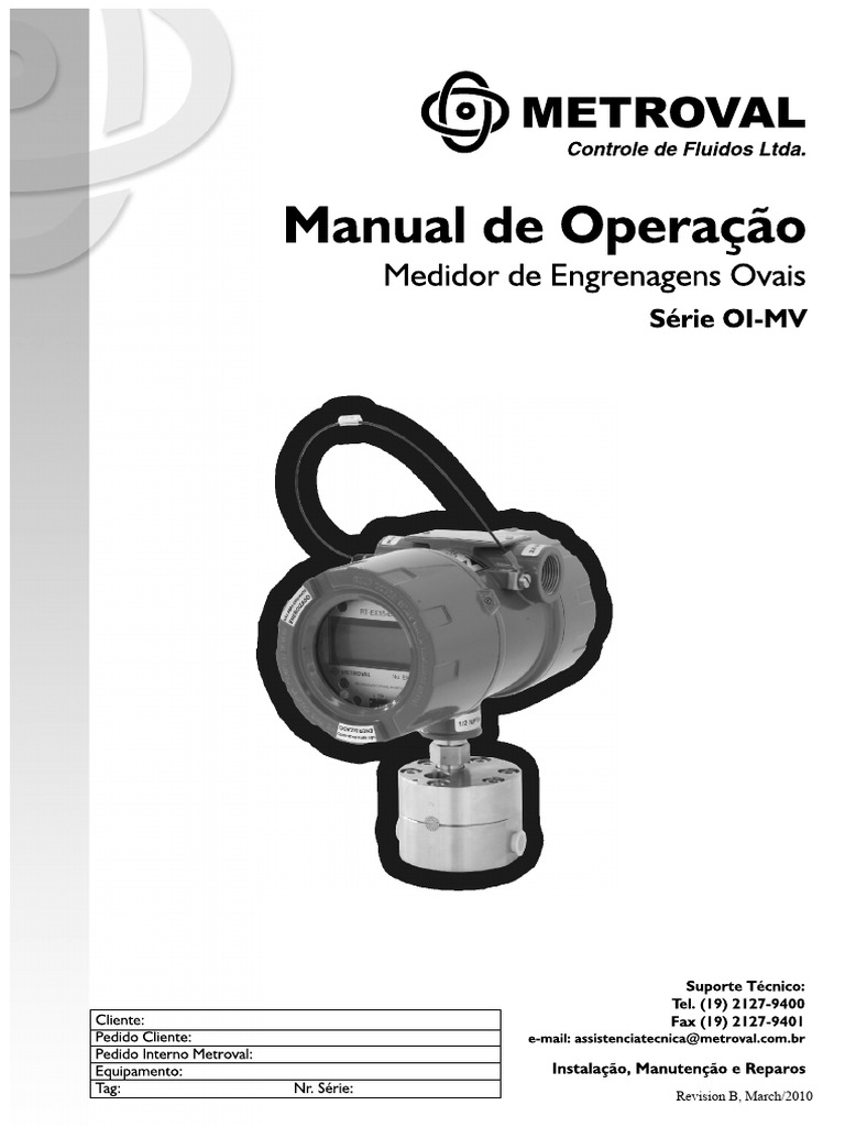 Flow Meter Manual Series OI MV | PDF | Equipment | Mechanical Engineering