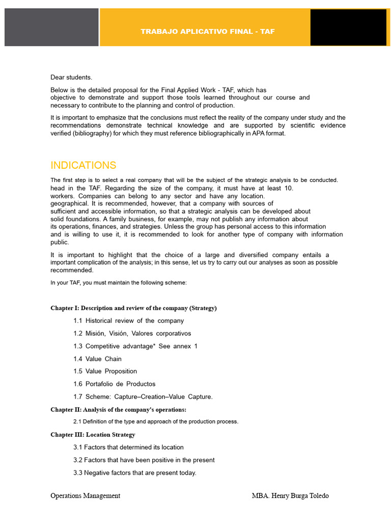 Final Applied Work Guidelines for MBA | PDF | Competitive Advantage ...