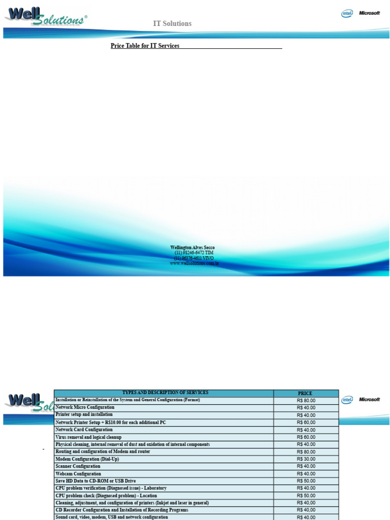 IT Services Price Table | PDF | Printer (Computing) | Windows 7
