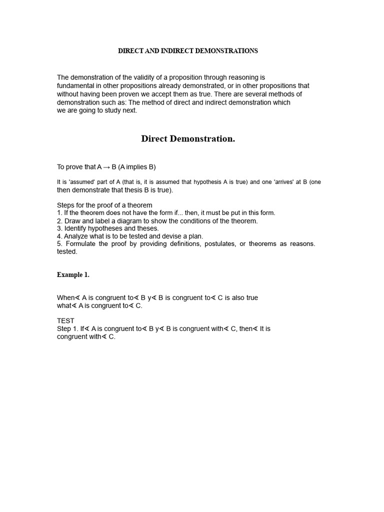 Direct and Indirect Demonstrations | PDF | Triangle | Mathematical Proof
