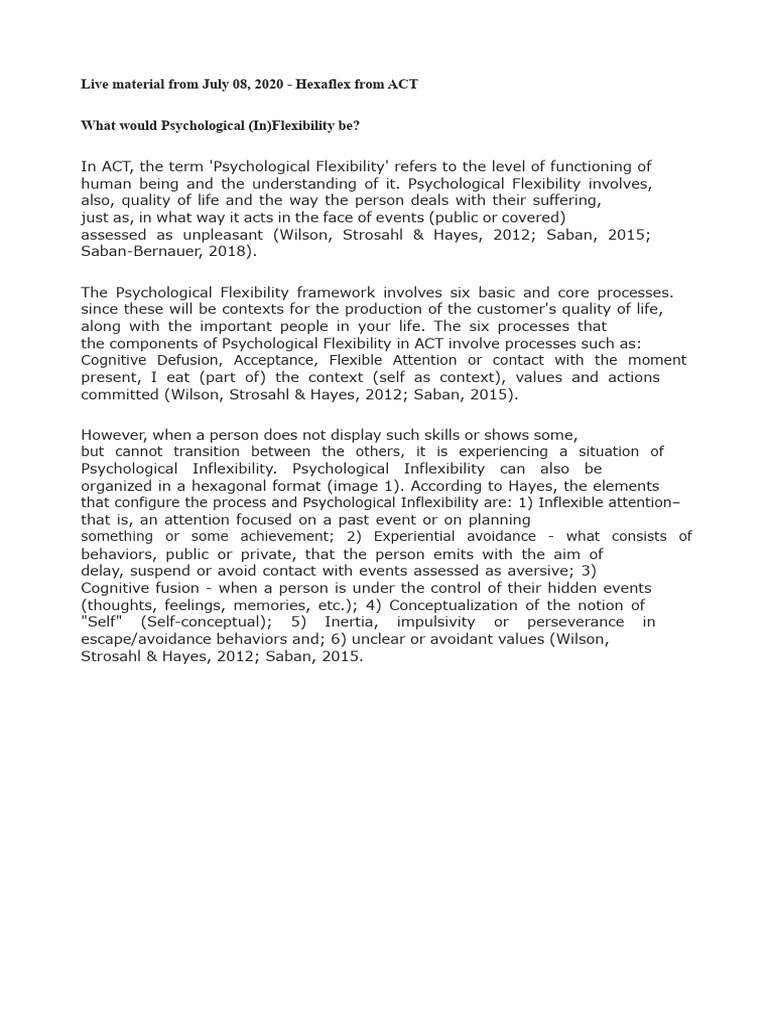 Understanding Hexaflex in ACT Therapy | PDF | Psychotherapy | Behaviorism