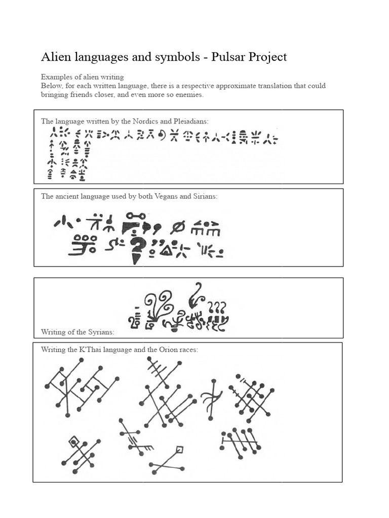 Alien Languages and Symbols Guide | PDF | Word | Stress (Linguistics)