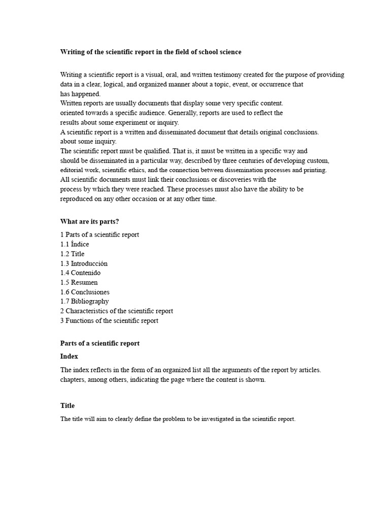 Writing the scientific report in the field of school science.docx | PDF ...