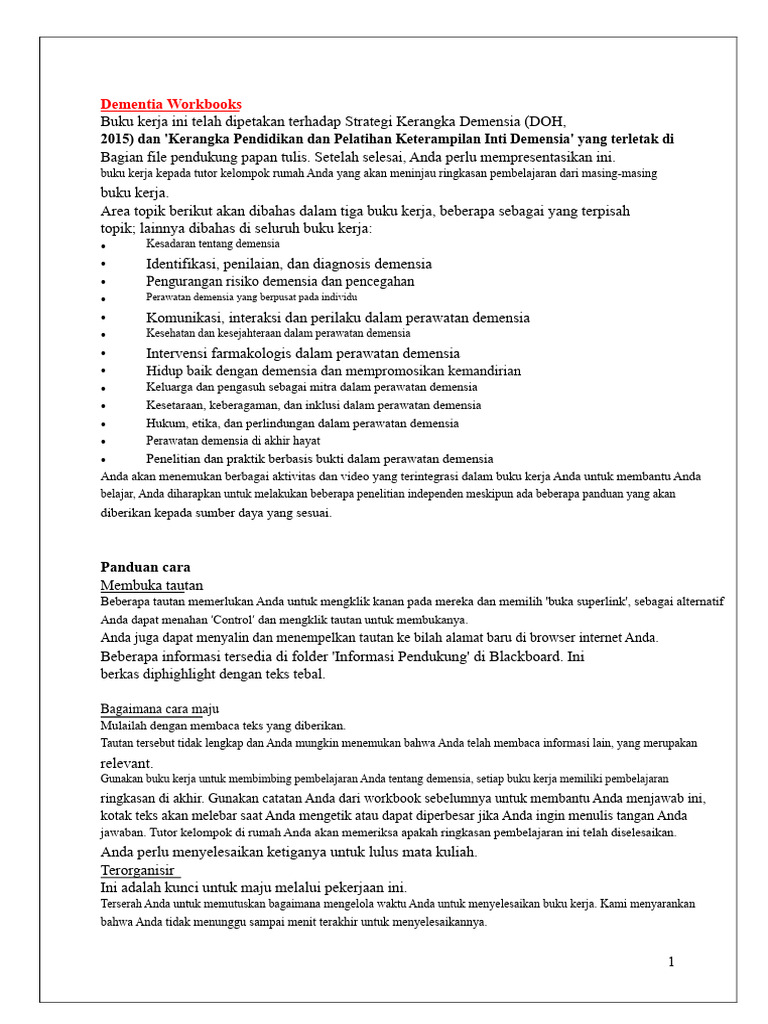 Buku Kerja Demensia | PDF