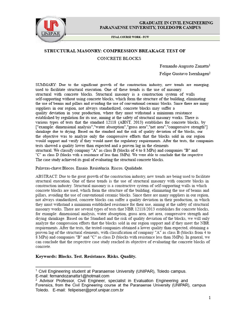 Compressive Strength of Concrete Blocks | PDF | Concrete | Masonry