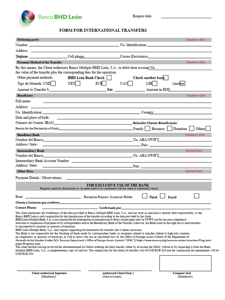 Copy of Form for International Transfers2.pdf | PDF | Banks | Financial ...