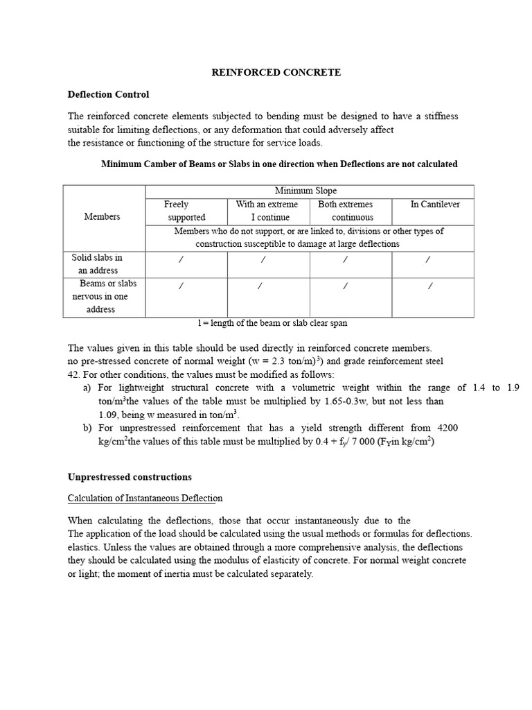 Deflection Control | PDF | Beam (Structure) | Reinforced Concrete