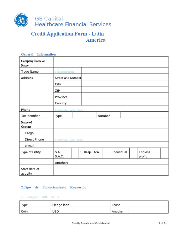 Credit Application Form | PDF | Credit | Finance & Money Management