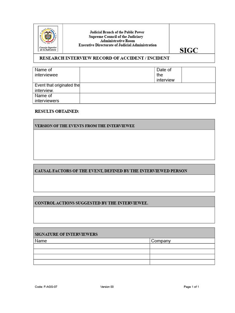 Judicial Incident Interview Record | PDF