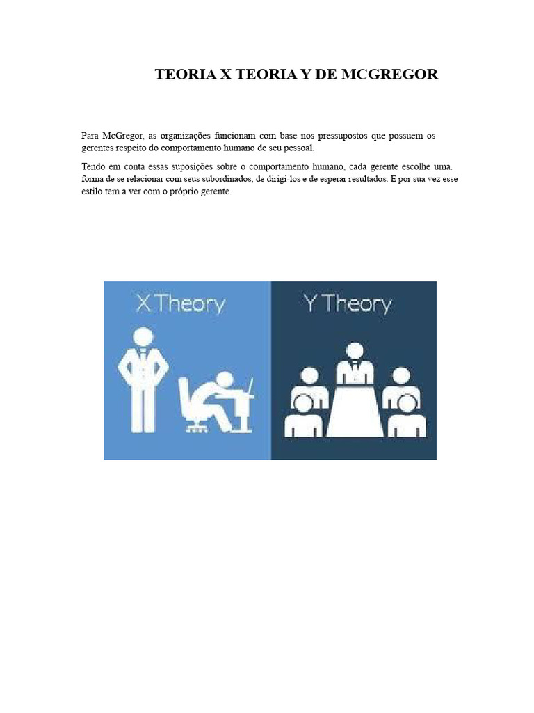 Teoria X e Y de McGregor: Motivação no Trabalho | PDF