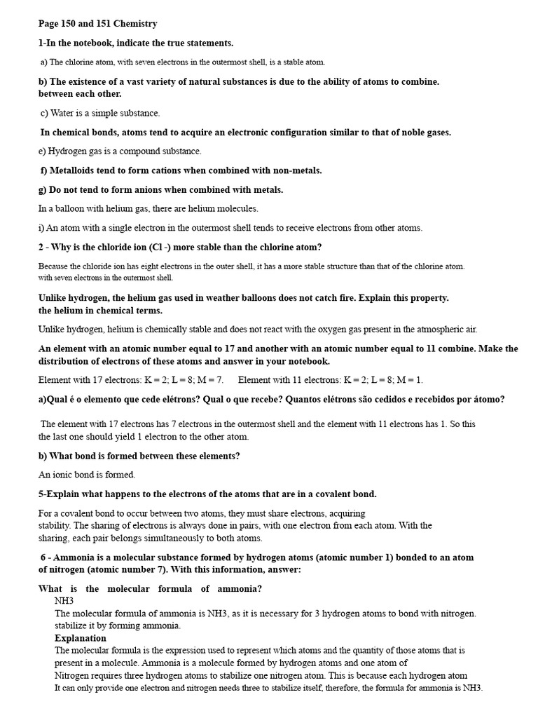 chemistry exercise | PDF | Chemical Bond | Ion