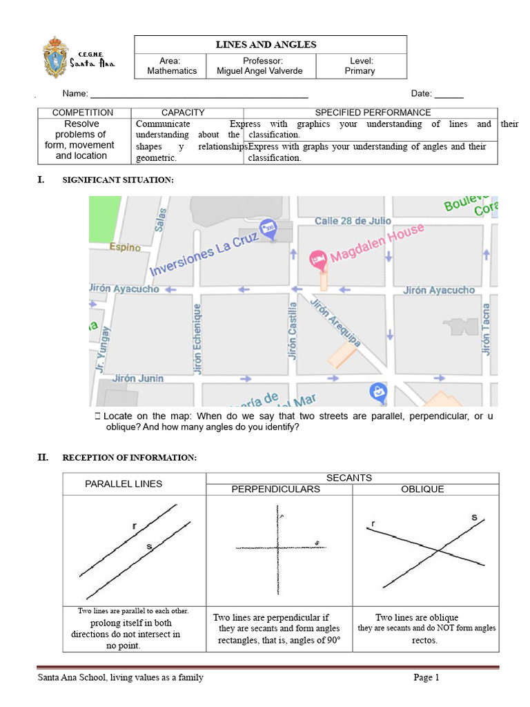 MATHEMATICS 8 - Lines and Angles | PDF | Angle | Elementary Mathematics
