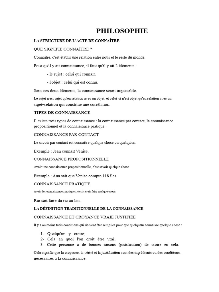 Types et conditions de la connaissance | PDF | Épistémologie | René ...