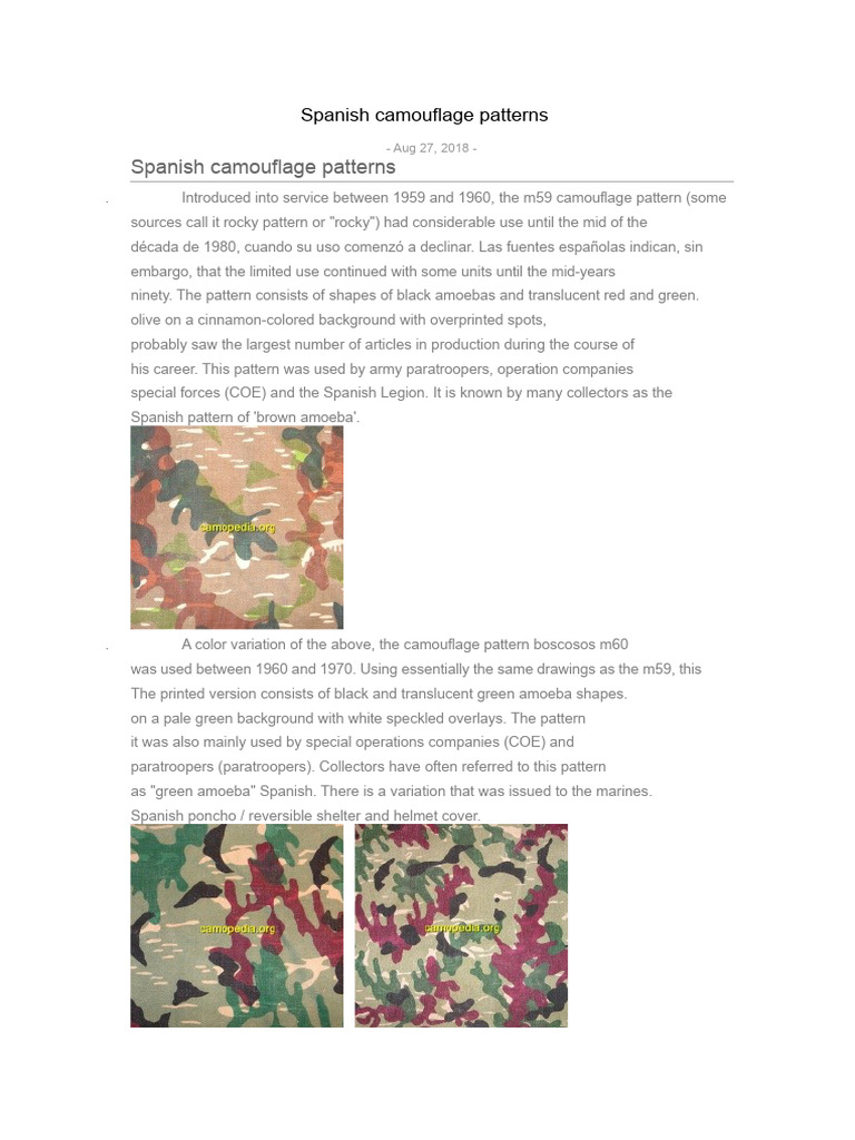 Spanish Military Camouflage Patterns | PDF | Camouflage
