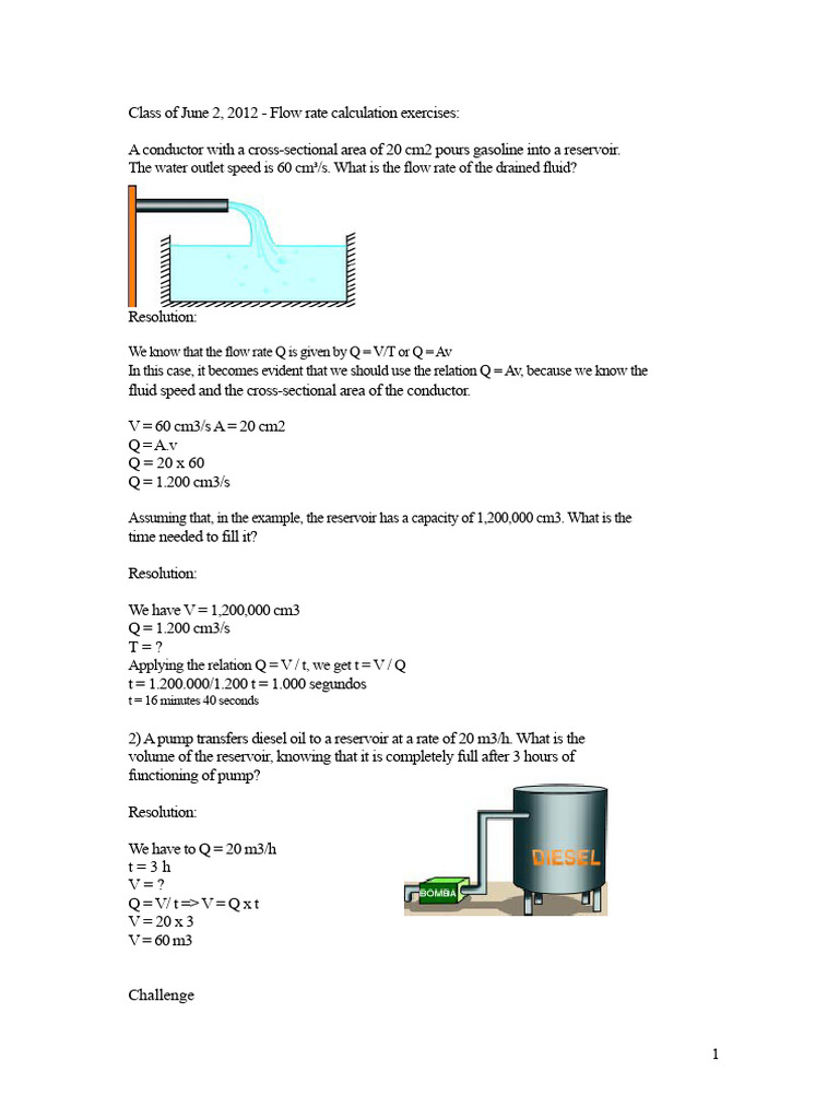 Class On June 2, 2012 Flow Calculation Exercises | PDF | Pressure ...